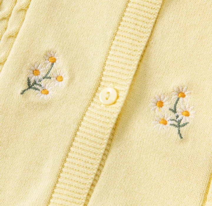 mini closet / dave&bella フラワー刺繍イエローカーディガン